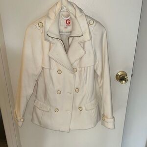 G by Guess Cream Double-Breasted Pea Coat